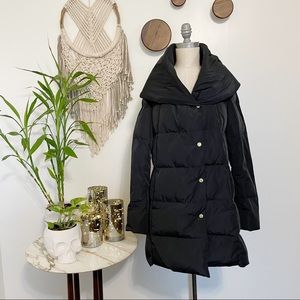 Cole Haan Signature Black Mid Length Quilted Puffer Coat